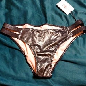Black metallic bikini bottom medium